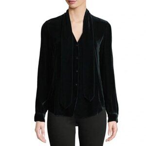 L'AGENCE Gisele Black Velvet Blouse | Medium